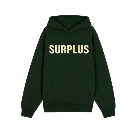 surplus logo hoodie / ivy green + cream