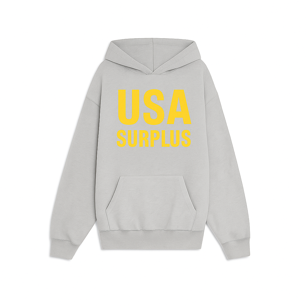 USA surplus hoodie / ash heather grey/yellow
