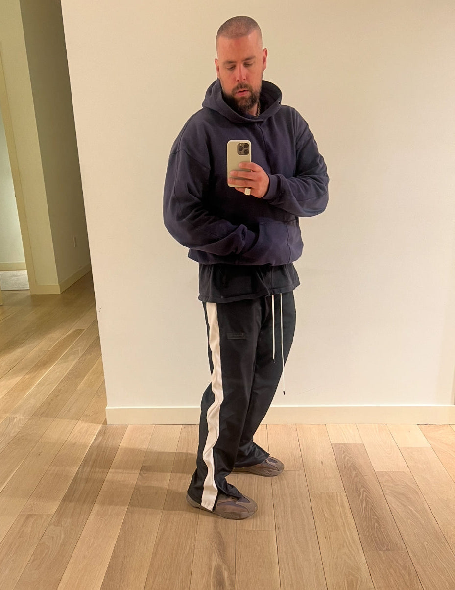 parachute straight leg track pant / black + ivory