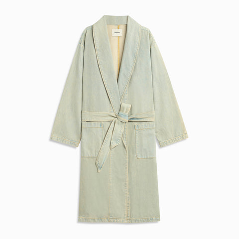 Denim Robe Coat in Blue Stone Wash