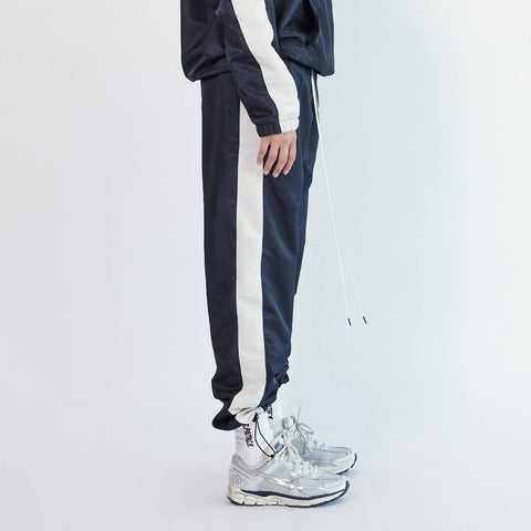 Classic Parachute Track Pant in Black + Ivory
