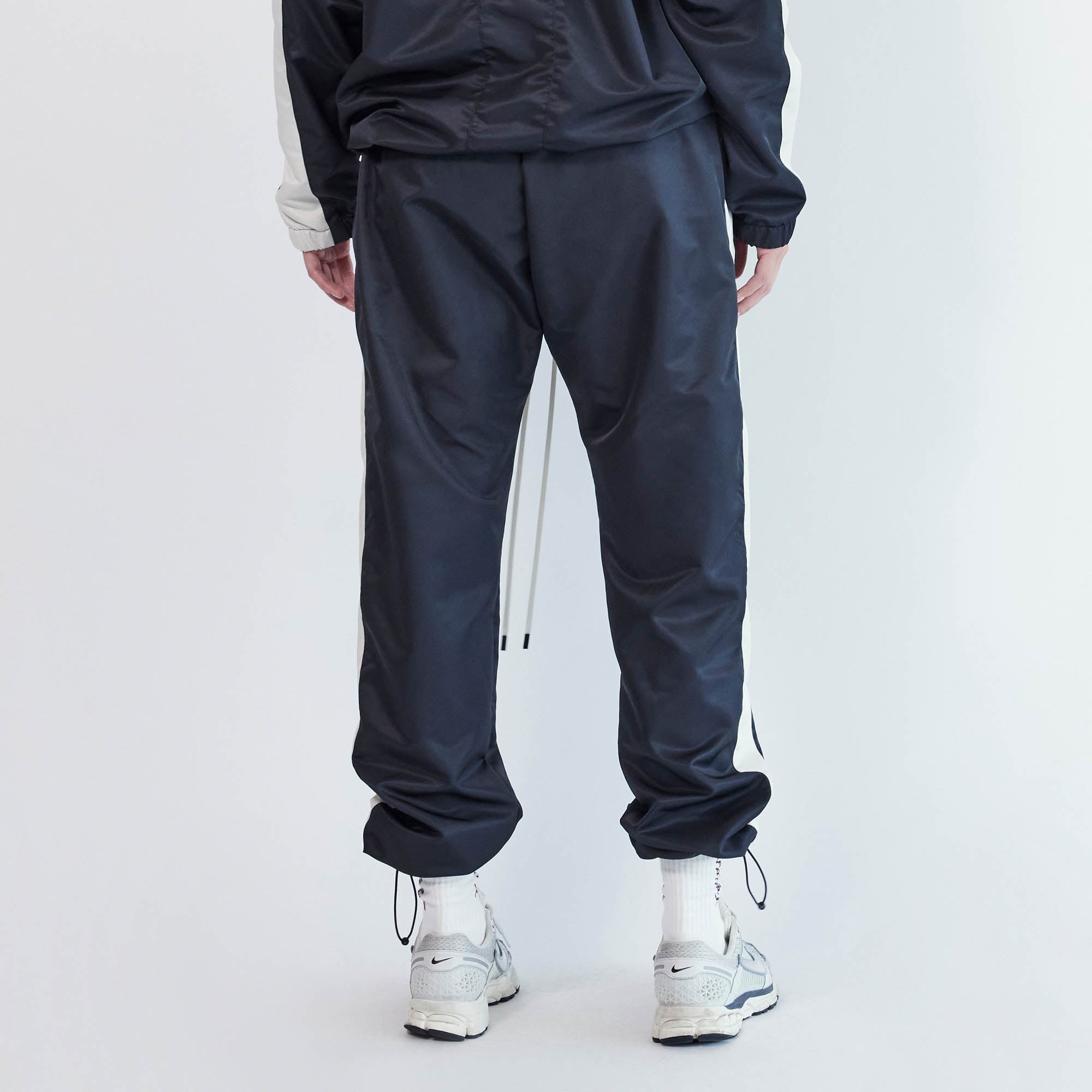 Classic Parachute Track Pant in Black + Ivory