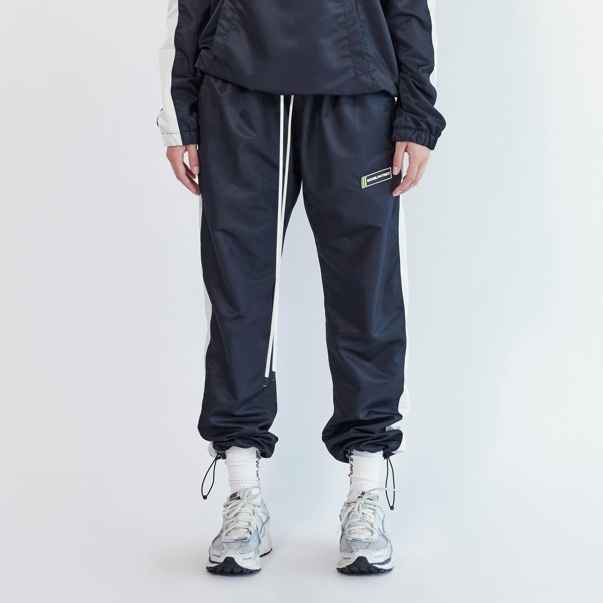 Classic Parachute Track Pant in Black + Ivory